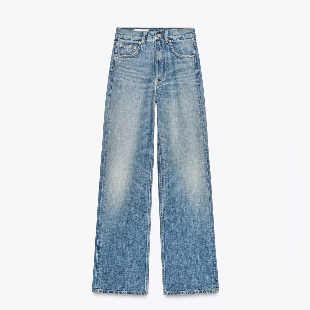 Zara TRF HIGH WAIST WIDE LEG FULL LENGTH JEANS